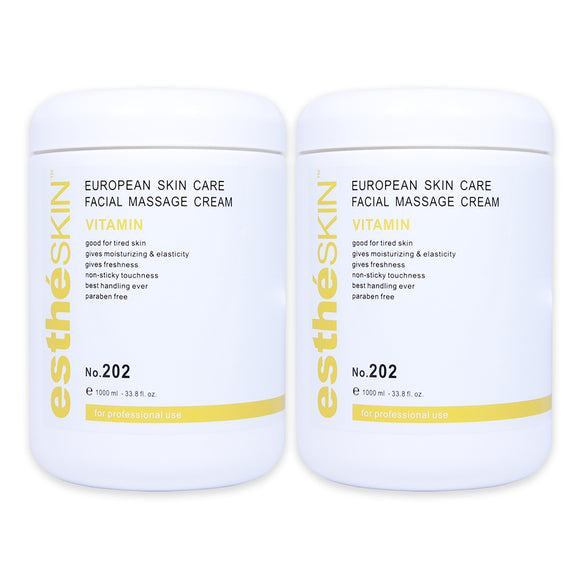 (2 pack) estheSKIN Vitamin Facial Massage Cream for European Skin Care, 33.8 fl oz, 1000 ml