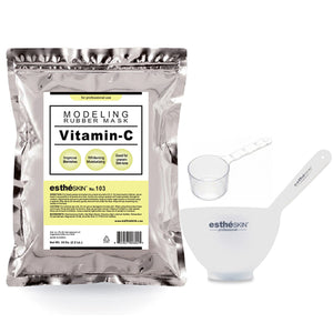 estheSKIN No.103 Vitamin-C Modeling Rubber Mask 35 Oz 1 pack with 3pcs Mixing Bowl Set